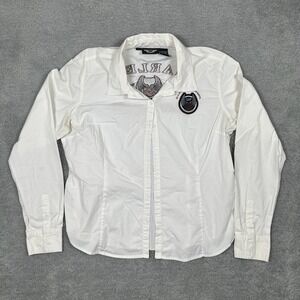 Harley Davidson Women's Button Up‎ White Shirt Size XL Long Sleeve